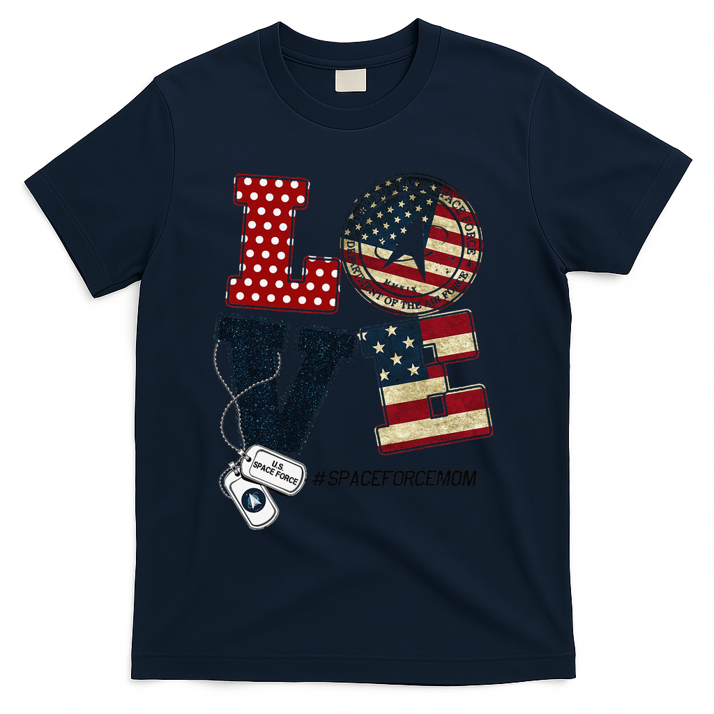 Love Space Force Mom Graduation Proud Space Force Mom T-Shirt - Navy