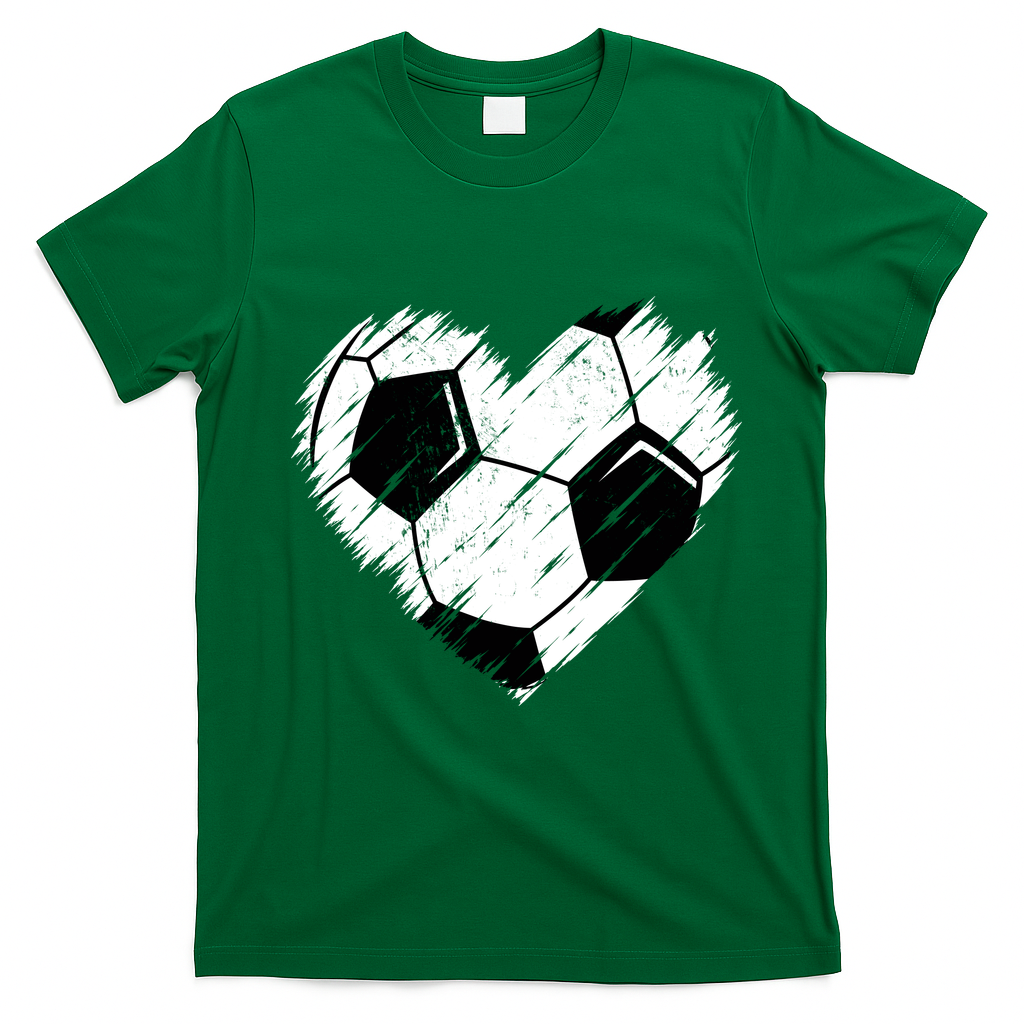 Love Soccer Heart Graphic T-Shirt - Irish Green