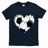 Love Soccer Heart Graphic T-Shirt - Navy Blue