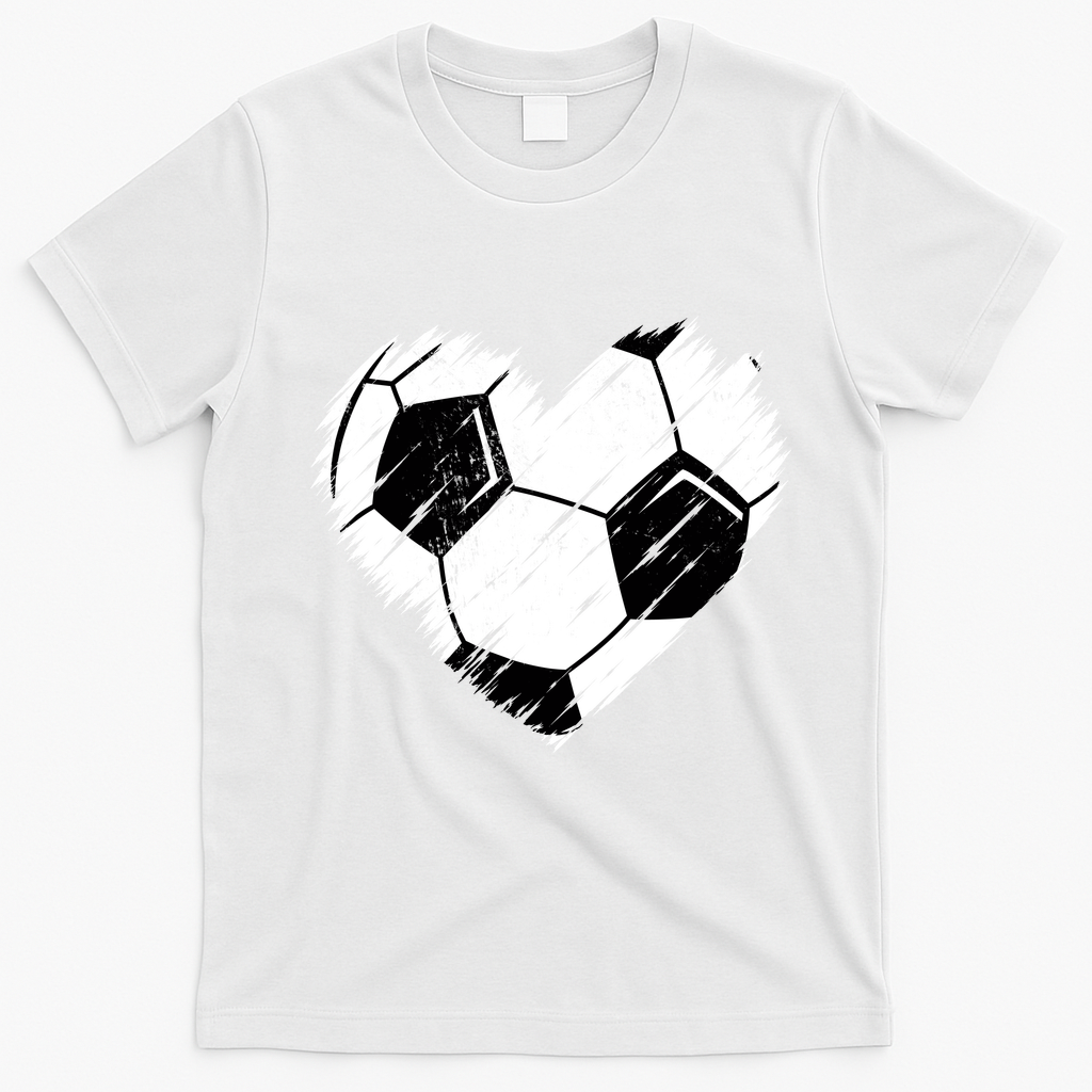 Love Soccer Heart Graphic T-Shirt - White