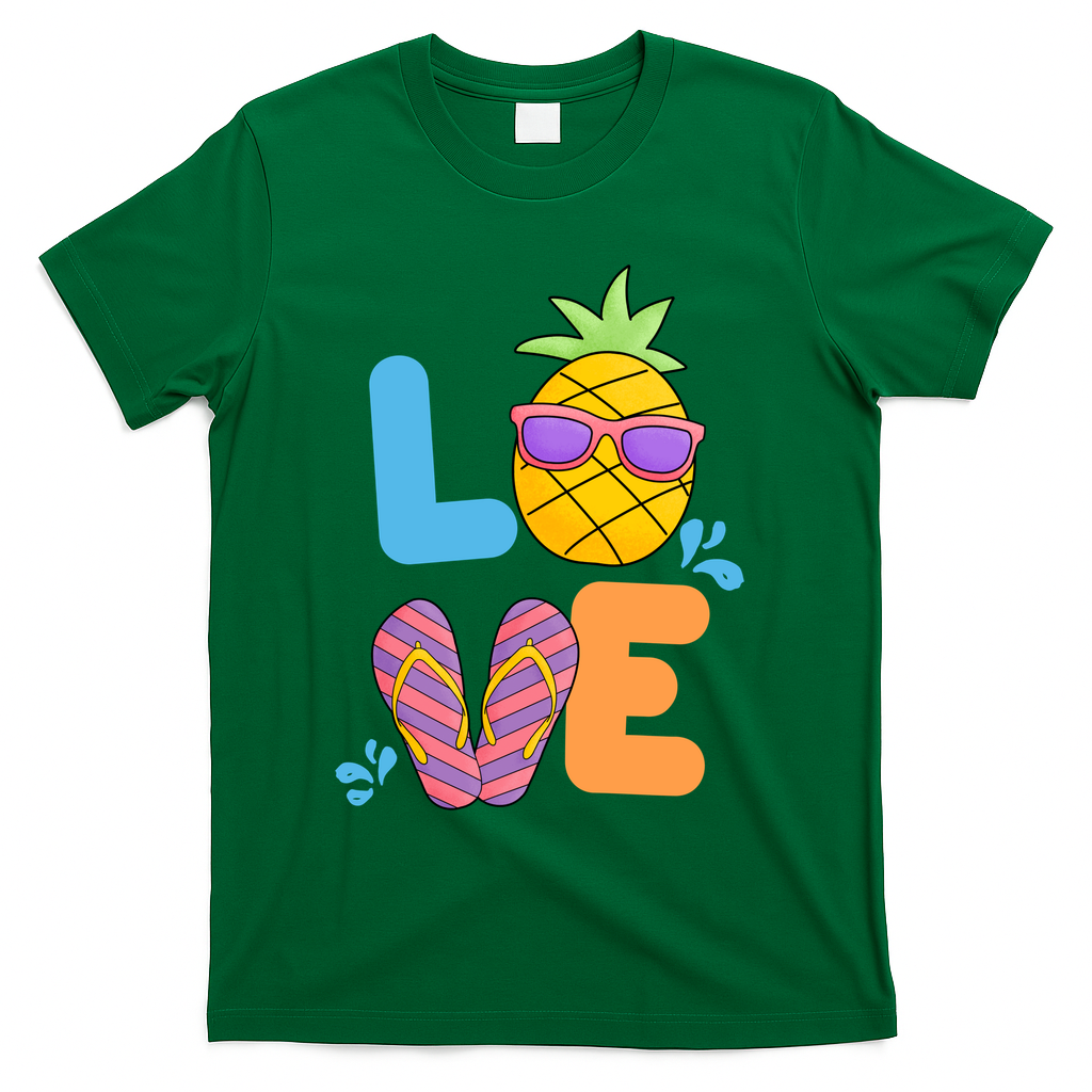 Love Summer Pineapple Cute T-Shirt - Green