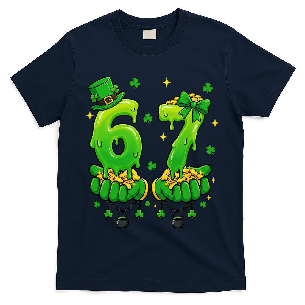 Lucky St Patrick's Day 67 Six Seven Drip Hands T-Shirt