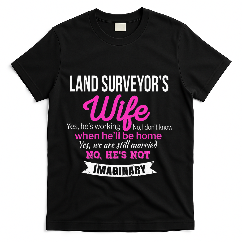 Land Surveyor's Wife Gift Funny Wedding Anniversary T-Shirt - Black