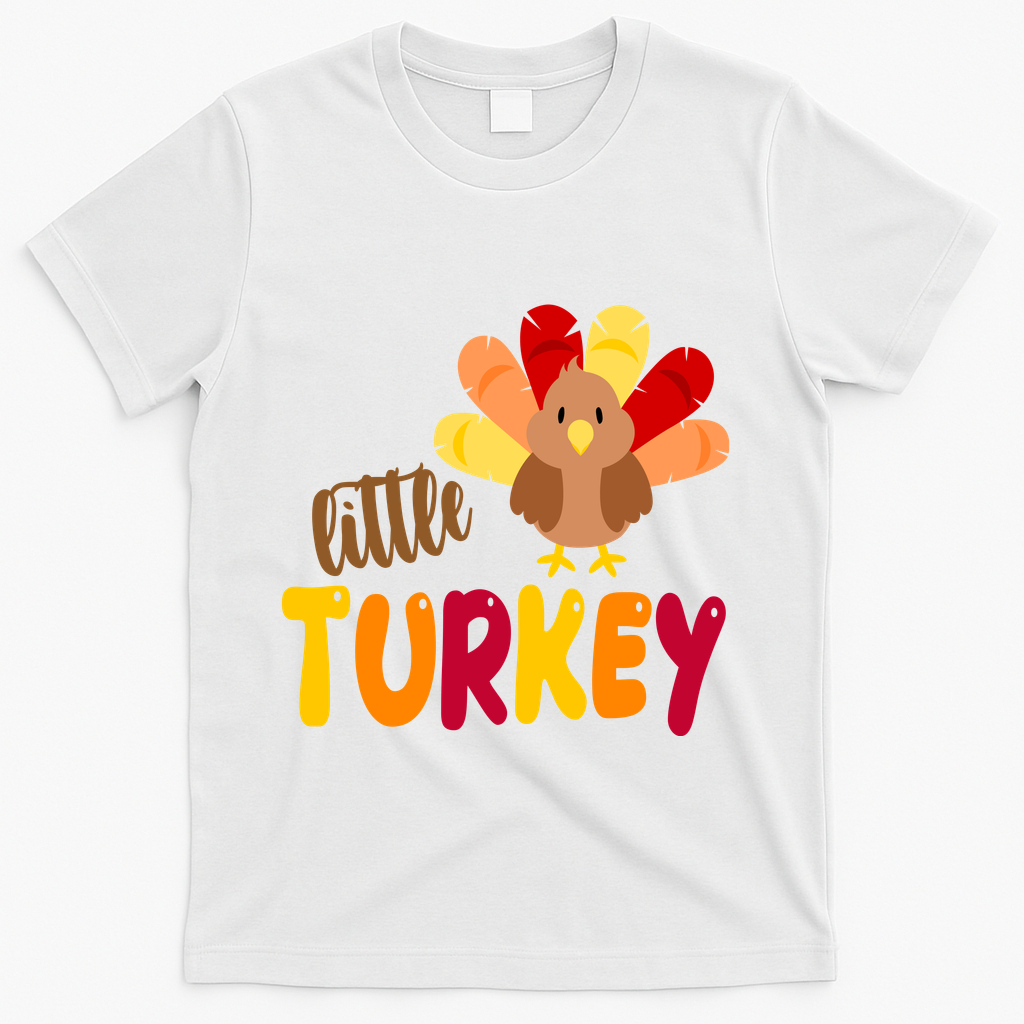 Little Turkey Cute Thanksgiving Holiday T-Shirt - White