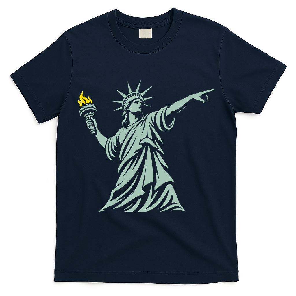 Liberty Throwing Flames T-Shirt - Navy