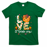 Love Third Grade Crew Unicorn Pumpkin Halloween Matching Great Gift T-Shirt - Green