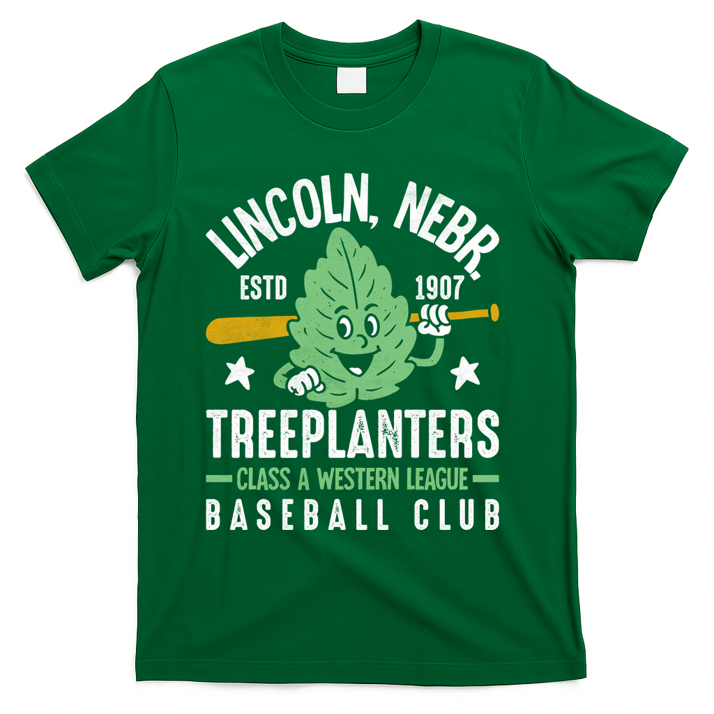 Lincoln Treeplanters Nebraska Vintage Baseball Team T-Shirt - Green