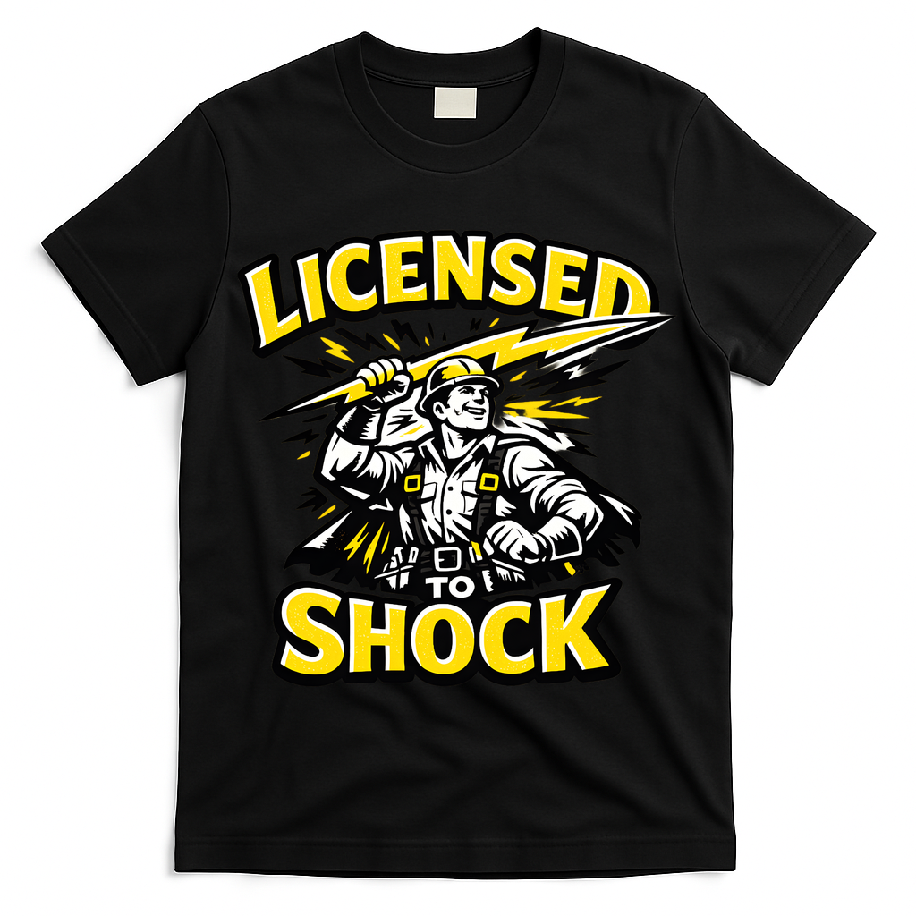 Licensed To Shock Power Line Worker Humor T-Shirt