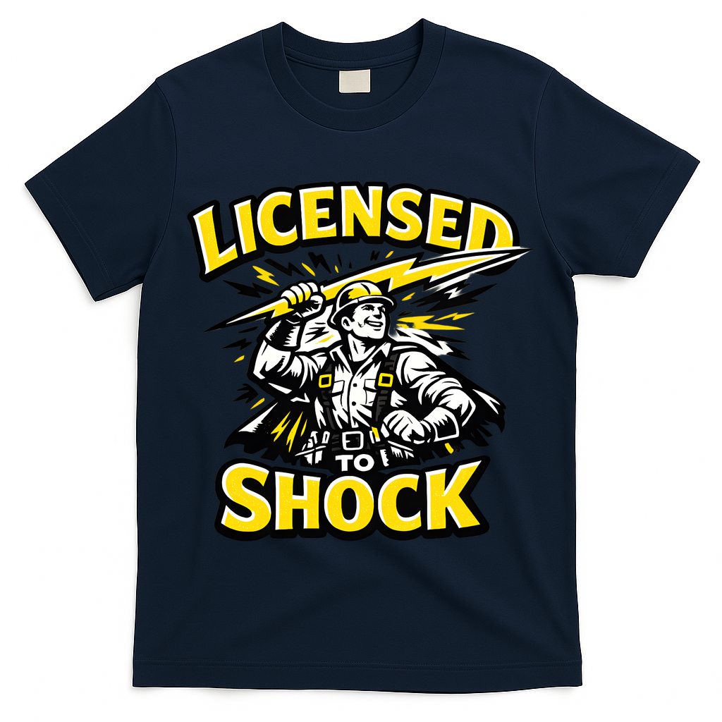 Licensed To Shock Power Line Worker Humor T-Shirt