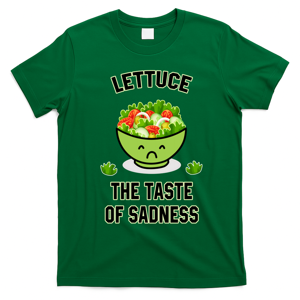 Lettuce The Taste Of Sadness Funny Food Meme T-Shirt - Irish Green