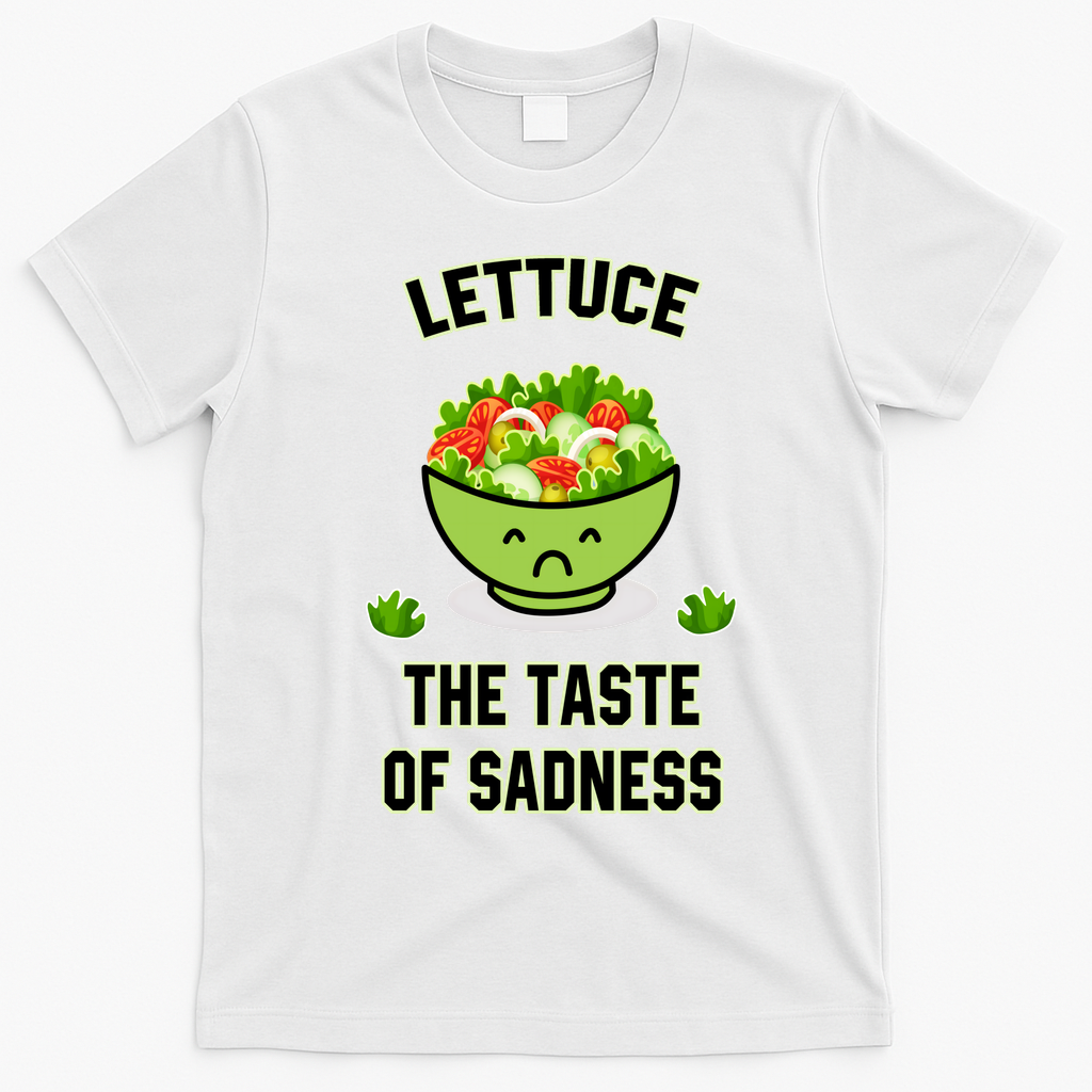 Lettuce The Taste Of Sadness Funny Food Meme T-Shirt - White