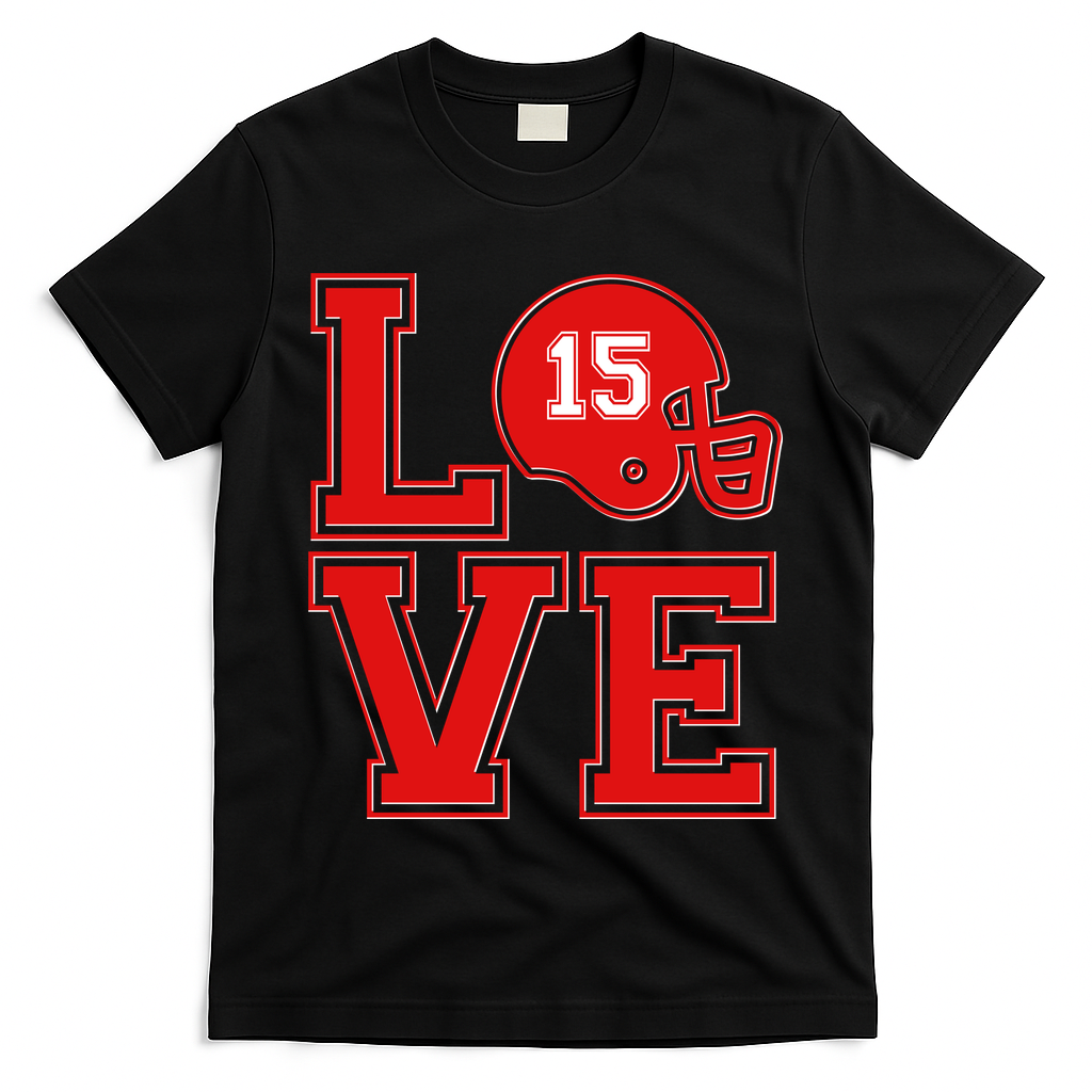 Love Kansas City KC Football No15 Mahomes Fan T-Shirt