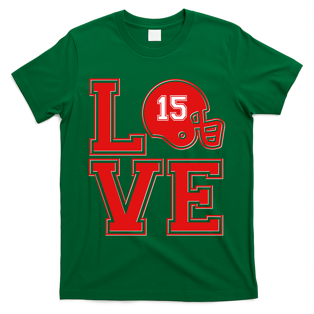 Love Kansas City KC Football No15 Mahomes Fan T-Shirt