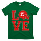 Love Kansas City KC Football No15 Mahomes Fan T-Shirt