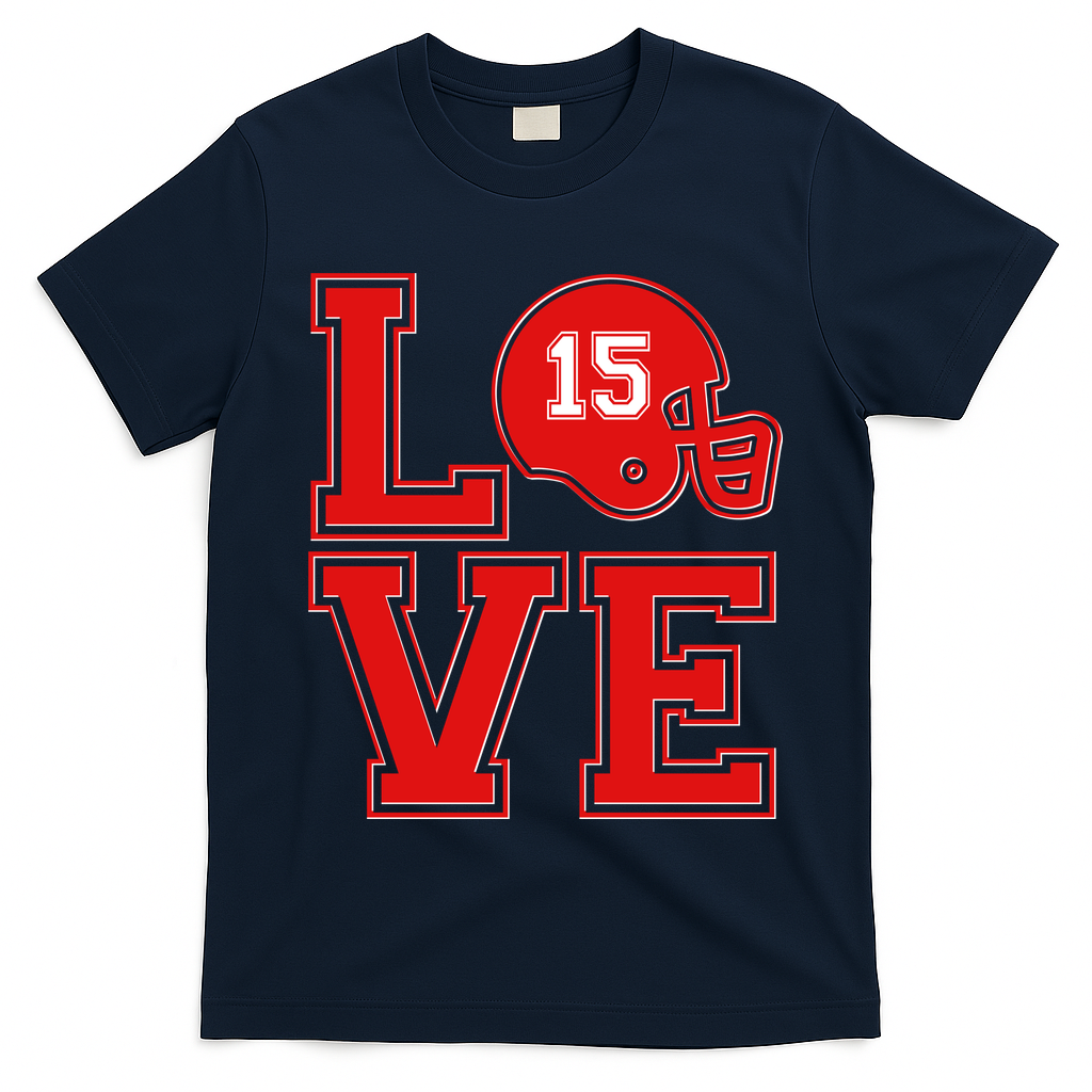 Love Kansas City KC Football No15 Mahomes Fan T-Shirt