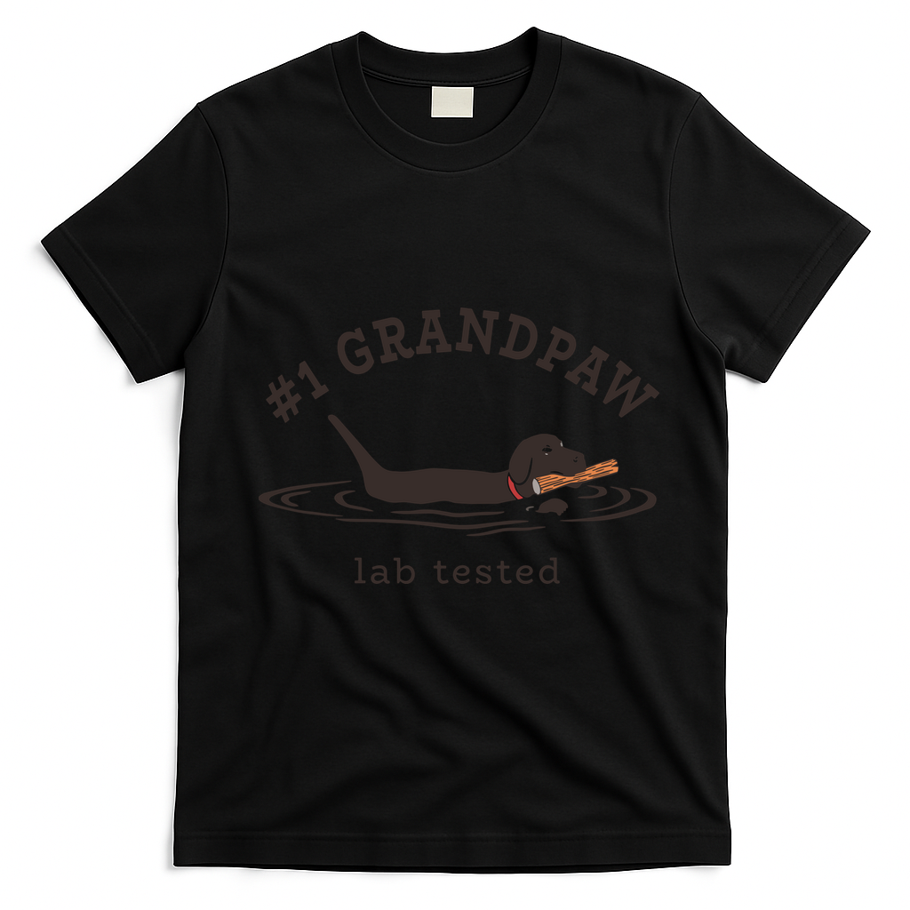 Men 1 Grandpaw Lab Tested Pun Labrador Retriever Grandpa T-Shirt - Black