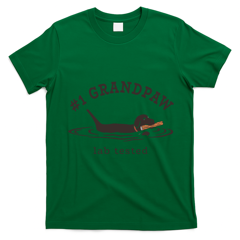 Men 1 Grandpaw Lab Tested Pun Labrador Retriever Grandpa T-Shirt - Irish Green