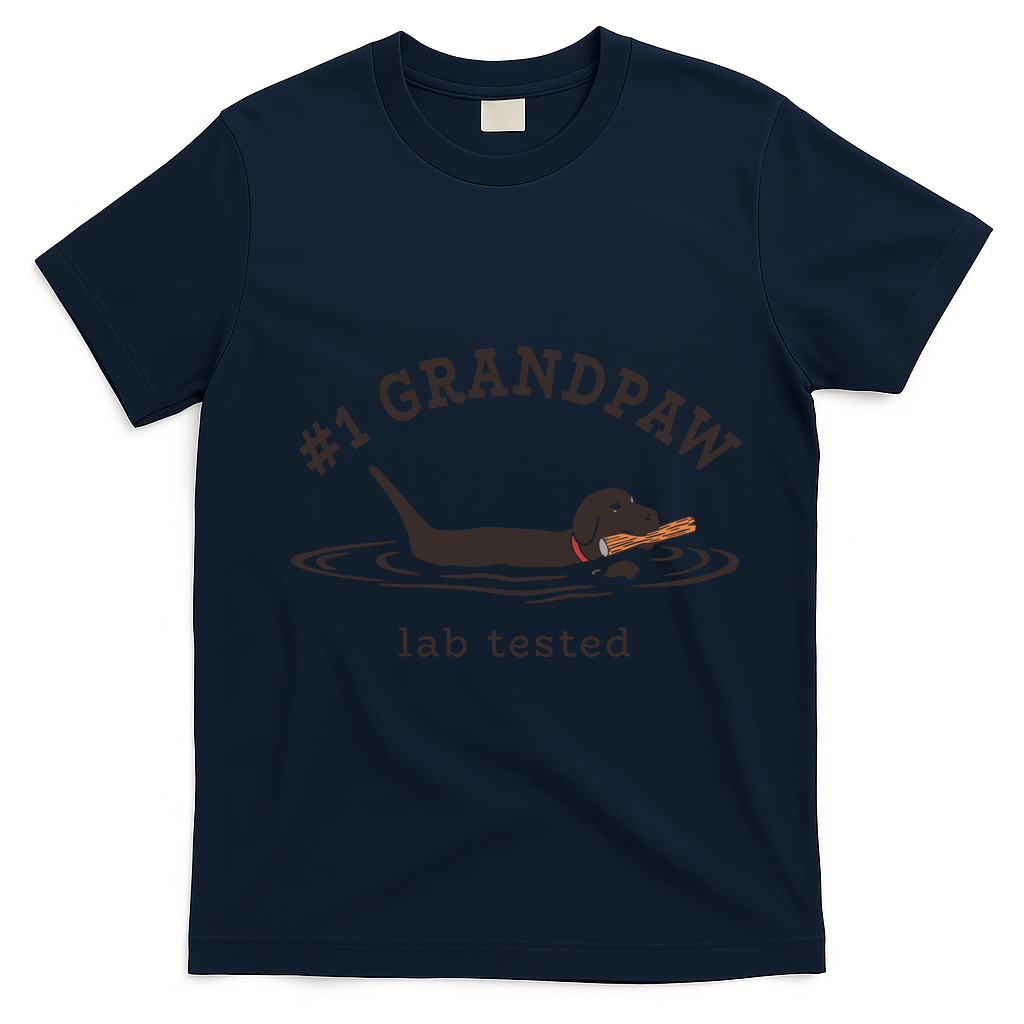 Men 1 Grandpaw Lab Tested Pun Labrador Retriever Grandpa T-Shirt - Navy Blue
