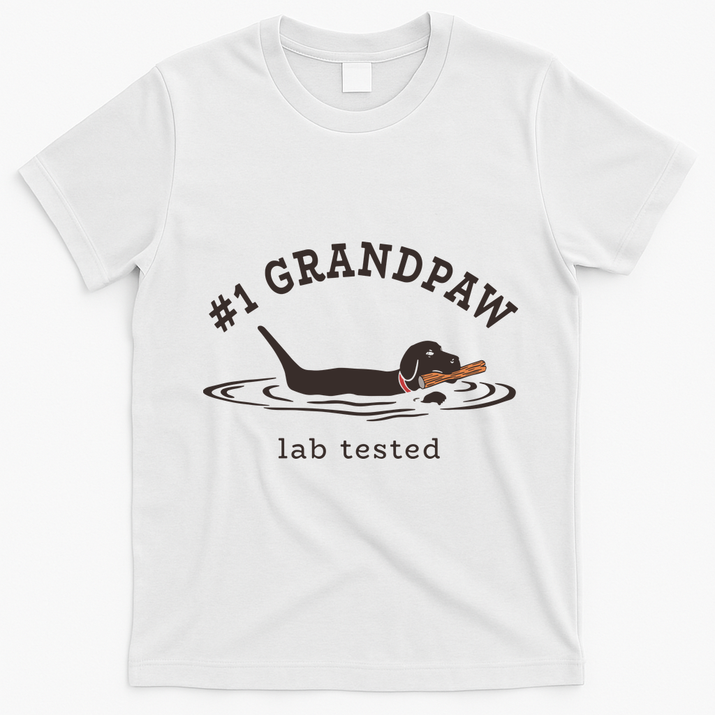 Men 1 Grandpaw Lab Tested Pun Labrador Retriever Grandpa T-Shirt - White