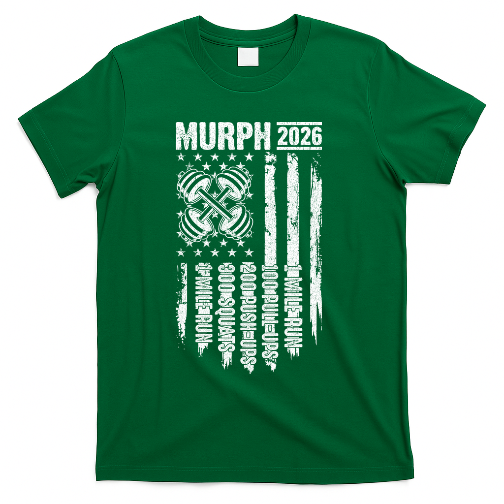 Murph 2026 Barbell American Flag T-Shirt - Green