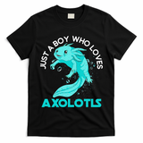 Mexican Amphibian Animal Just A Boy Who Loves Axolotls  T-Shirt