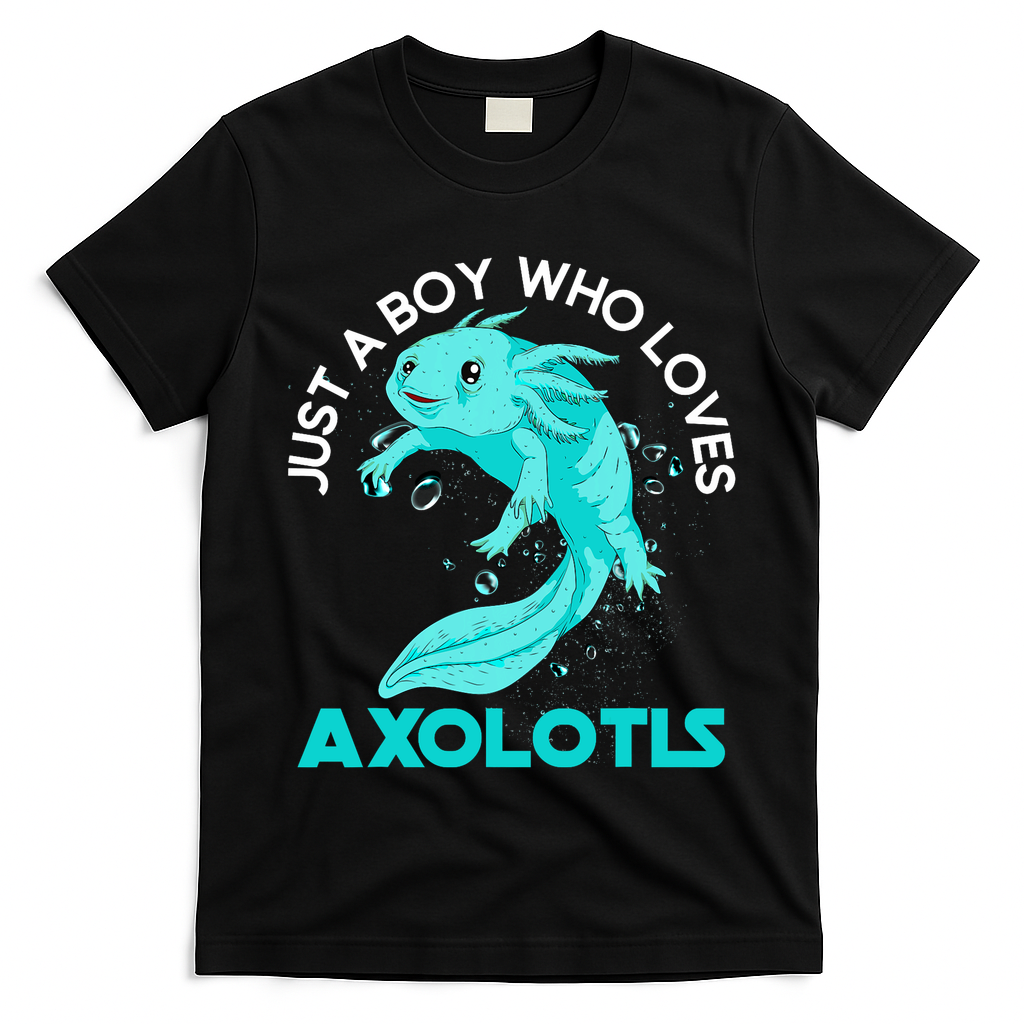 Mexican Amphibian Animal Just A Boy Who Loves Axolotls  T-Shirt