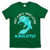 Mexican Amphibian Animal Just A Boy Who Loves Axolotls  T-Shirt