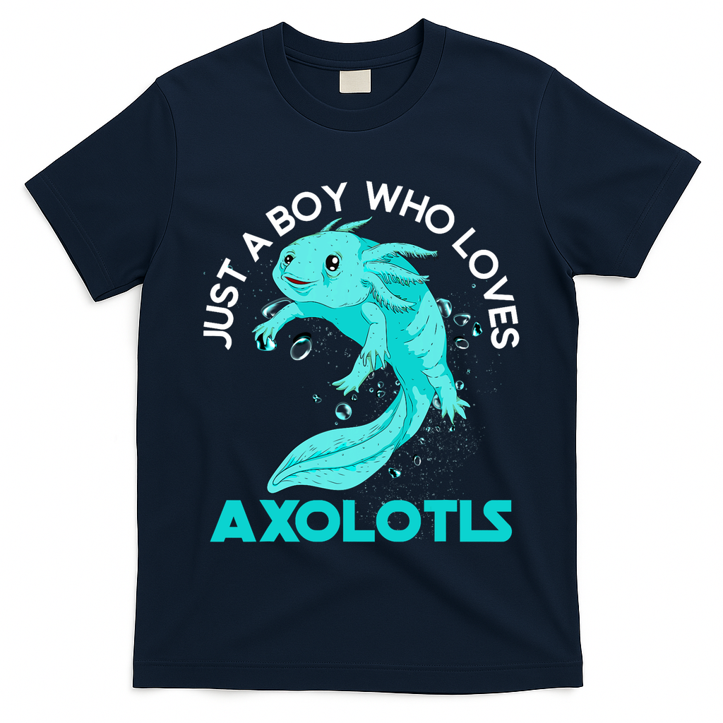 Mexican Amphibian Animal Just A Boy Who Loves Axolotls  T-Shirt