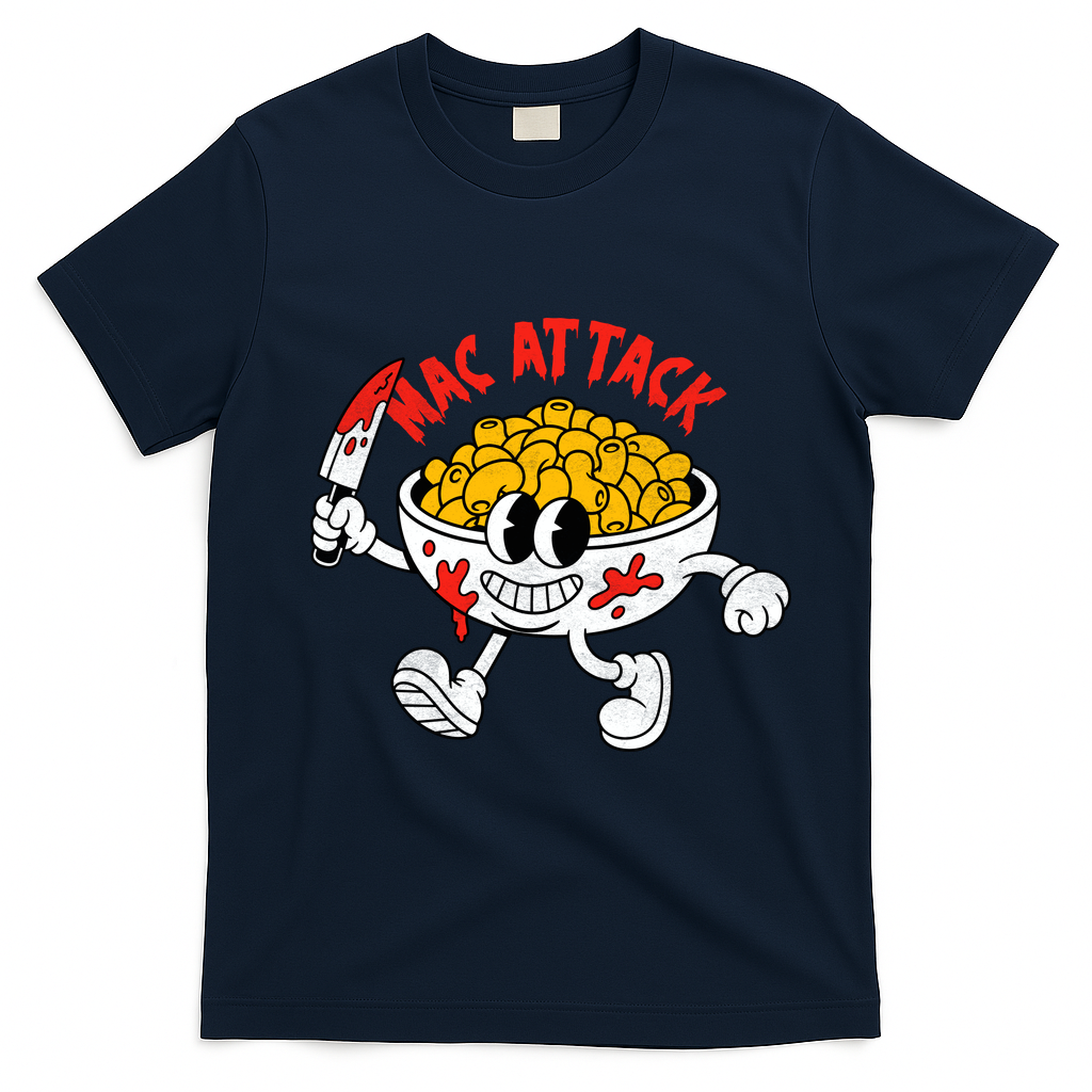 Mac Attack And Cheese Funny Food Meme T-Shirt - Navy Blue