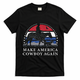 MAKE AMERICA COWBOY AGAIN HORSE AND DOG DESIGN FUNNY GIFT T-Shirt - Black