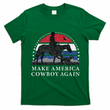 MAKE AMERICA COWBOY AGAIN HORSE AND DOG DESIGN FUNNY GIFT T-Shirt - Irish Green