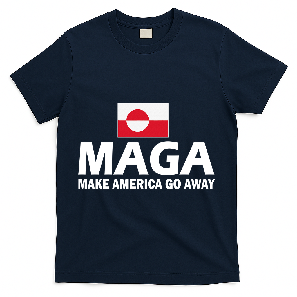 Make America Go Away MAGA Anti Trump Greenland Flag T-Shirt - Navy