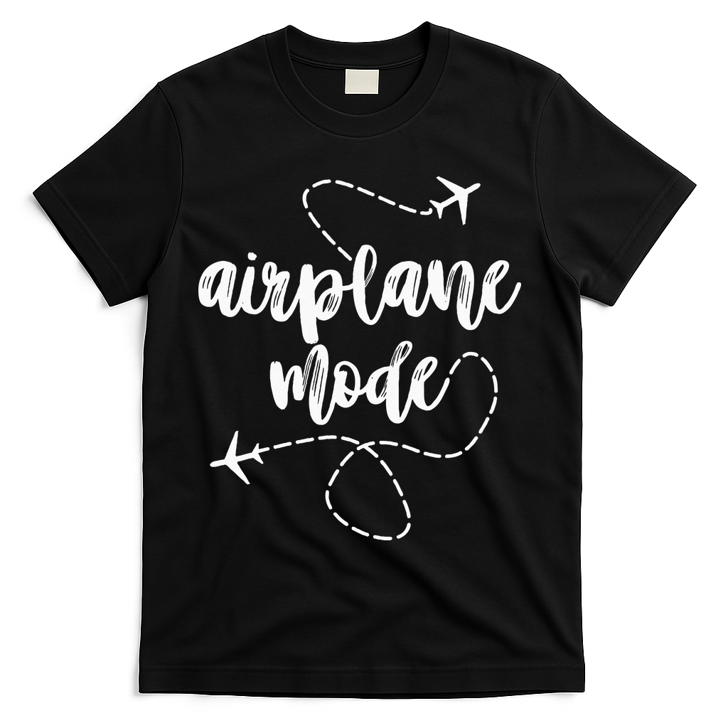Mode Airplane Summer Vacation Travel Airplane T-Shirt - Black