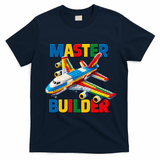 Master Builder Airplane Toy Building Blocks Brick T-Shirt - Navy Blue