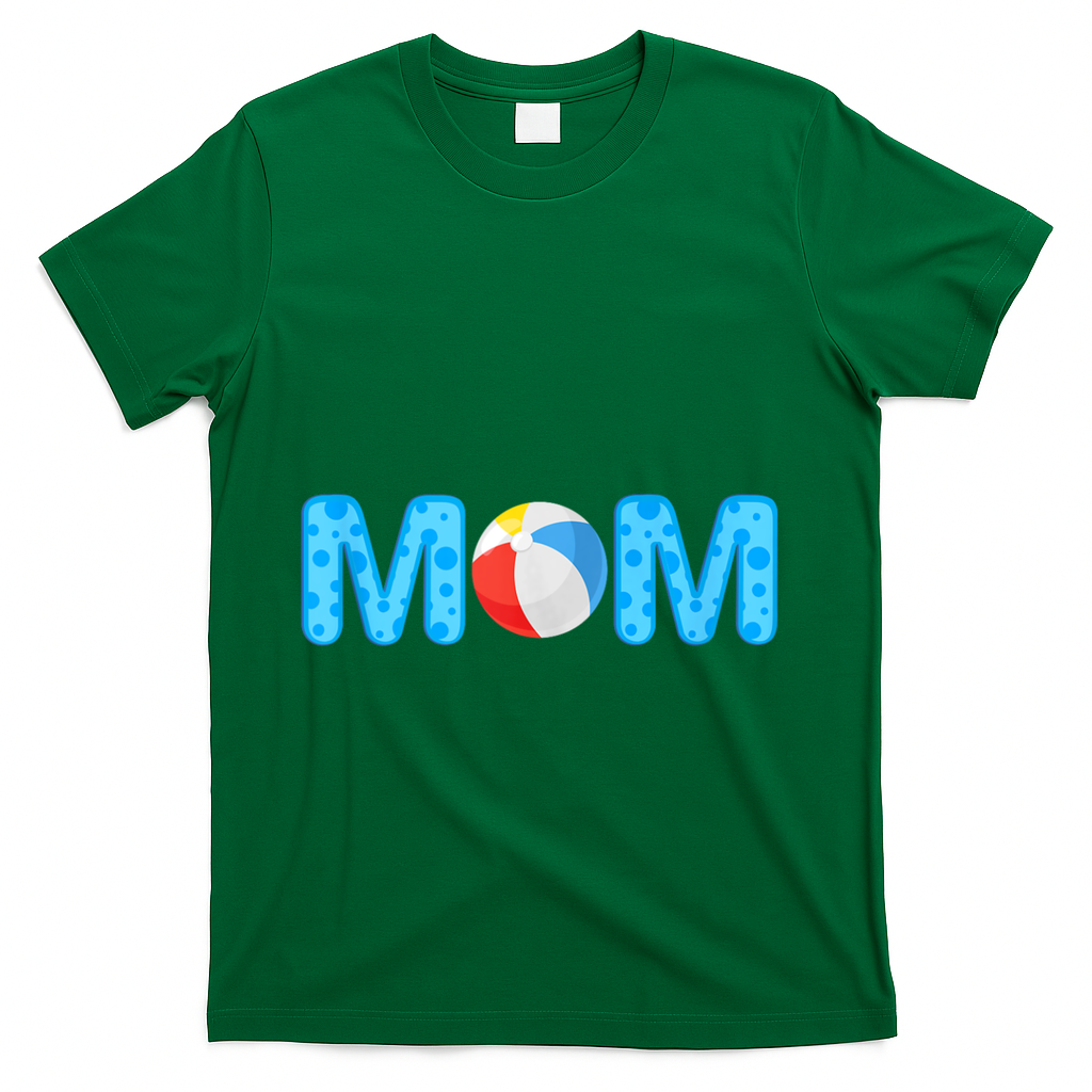 Mom Beach Ball Theme Birthday Party Pool Matching Summer T-Shirt - Green