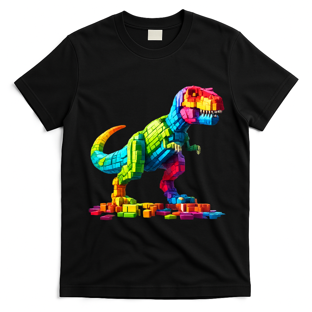 Master Builder Dinosaur Bricks Blocks Dino Toys Gifts T-Rex T-Shirt - Black
