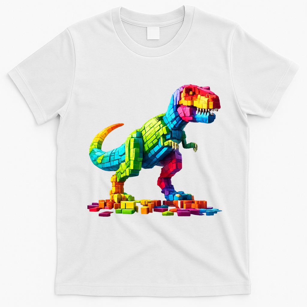 Master Builder Dinosaur Bricks Blocks Dino Toys Gifts T-Rex T-Shirt - White