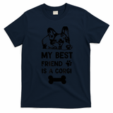 My Best Friend Is A corgi funny corgi dad corgi mom T-Shirt - Navy Blue