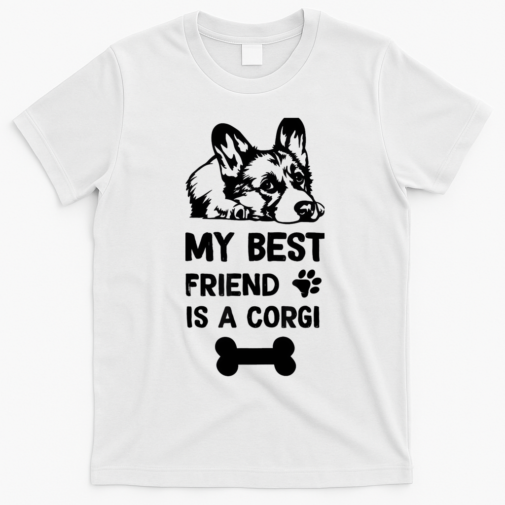 My Best Friend Is A corgi funny corgi dad corgi mom T-Shirt - White