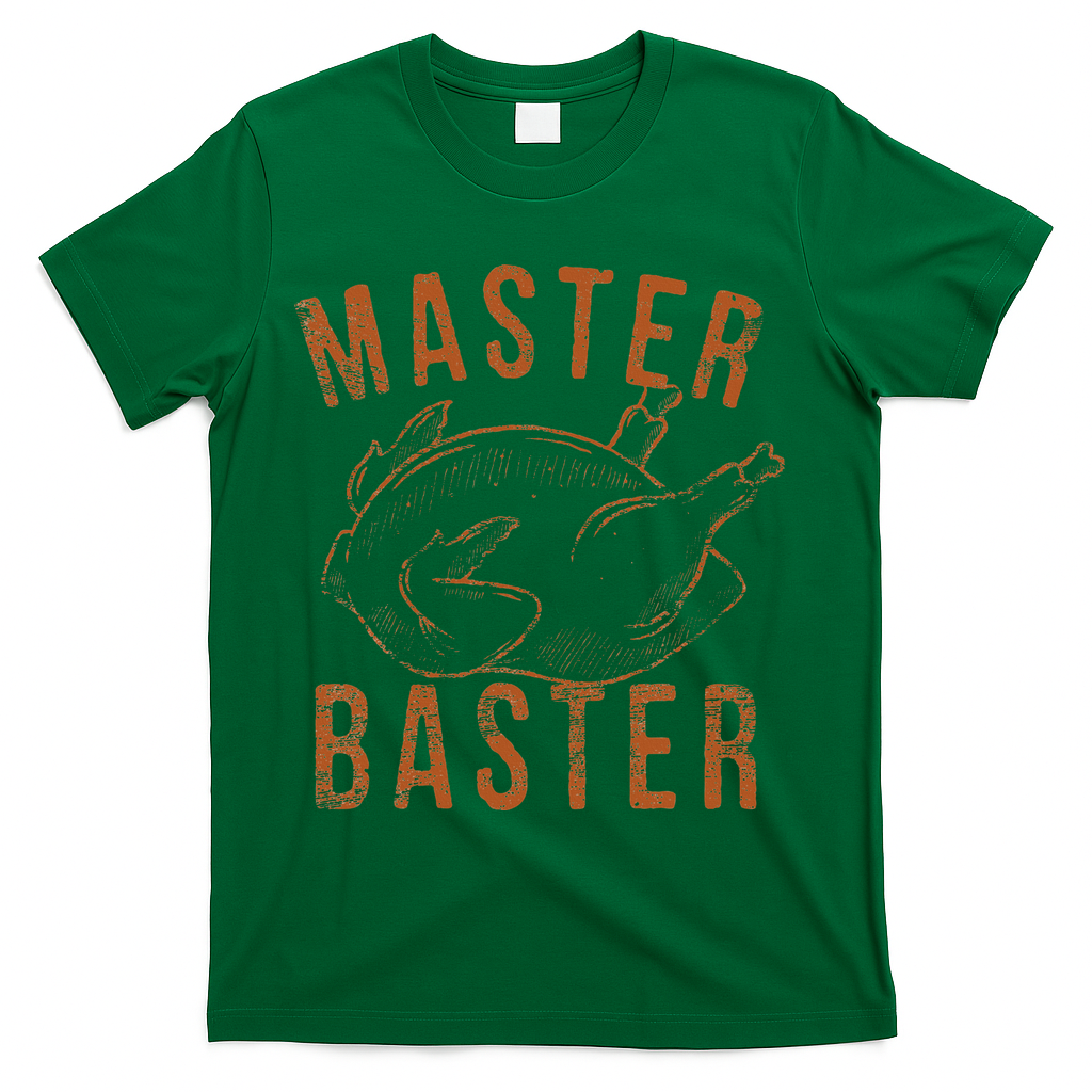Master Baster Funny Turkey Print Happy Thanksgiving Day T-Shirt - Green