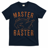 Master Baster Funny Turkey Print Happy Thanksgiving Day T-Shirt - Navy