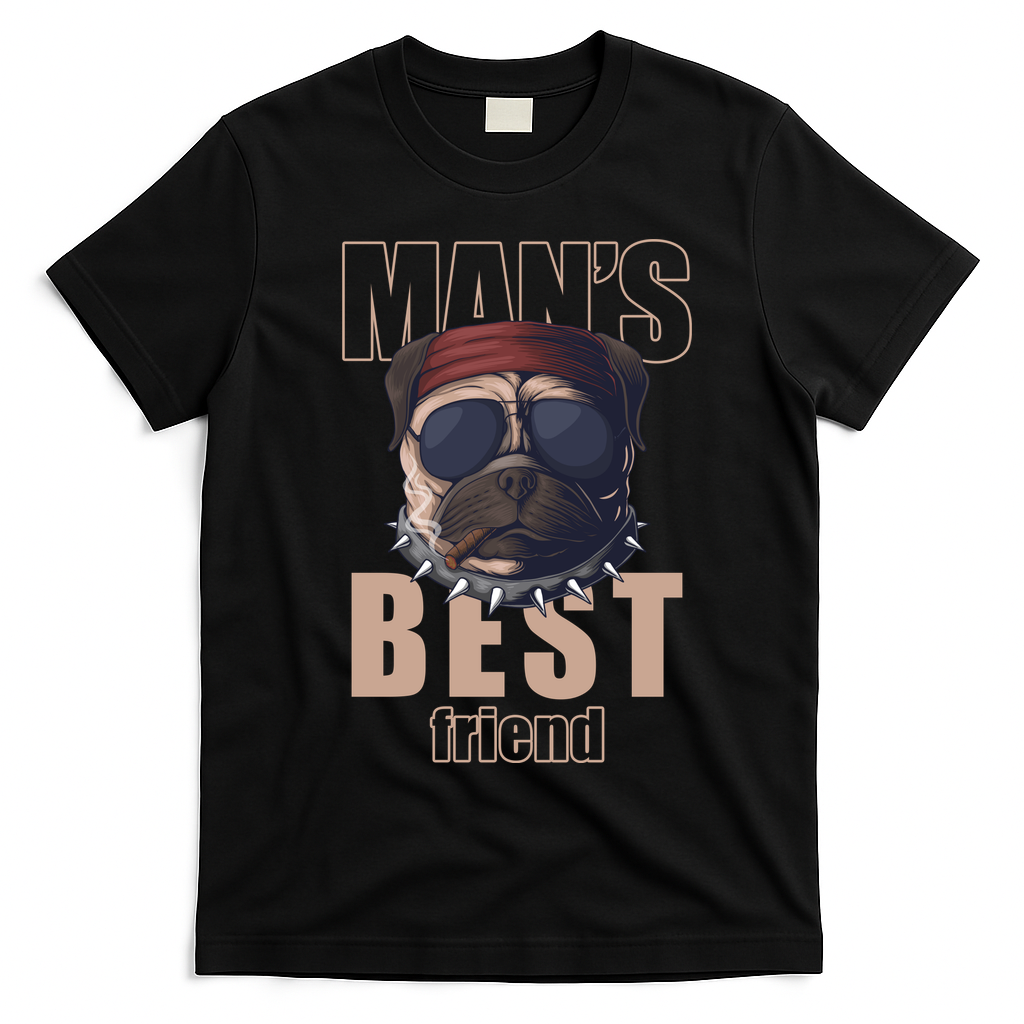 Mans Best Friend Bulldog Funny Dog Lover T-Shirt - Black