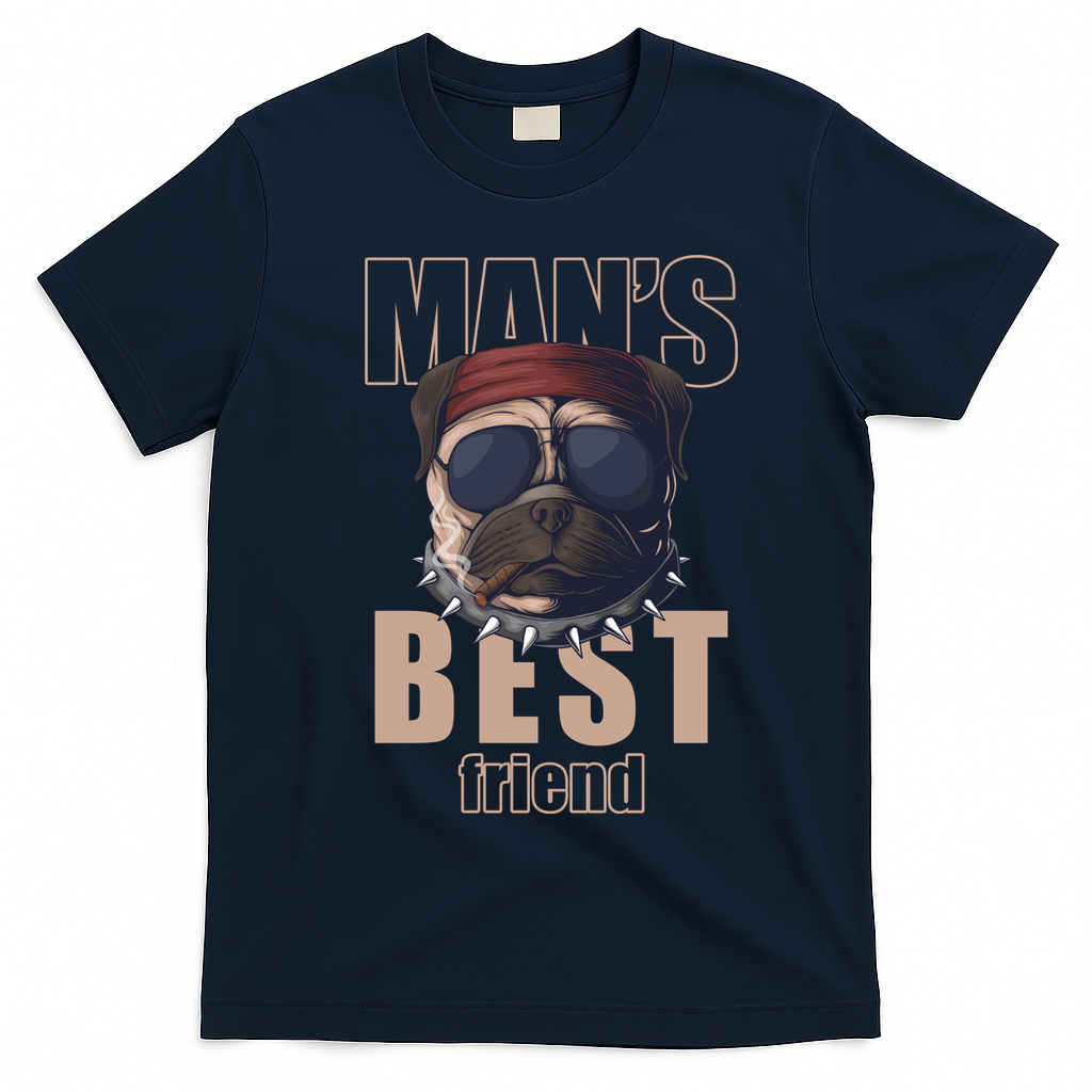 Mans Best Friend Bulldog Funny Dog Lover T-Shirt - Navy Blue