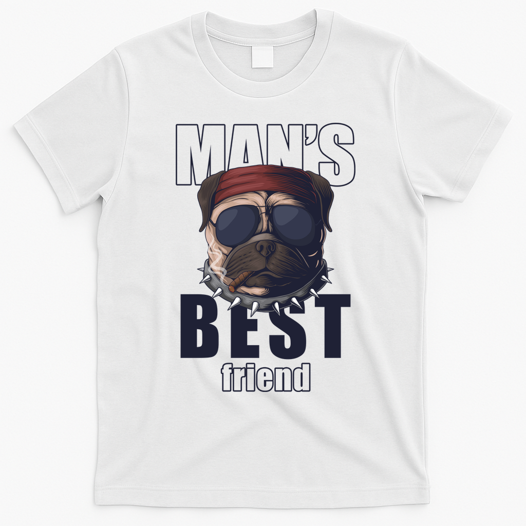 Mans Best Friend Bulldog Funny Dog Lover T-Shirt - White