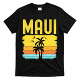 Maui Beach Hawaii Summer Vacation Hawaiian Sunset Vintage T-Shirt - Black