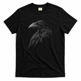 Mystical Black Raven Illustration Crow Artwork T-Shirt