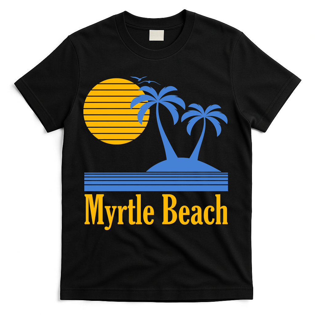 Myrtle Beach Summer Palm Tree T-Shirt - Black