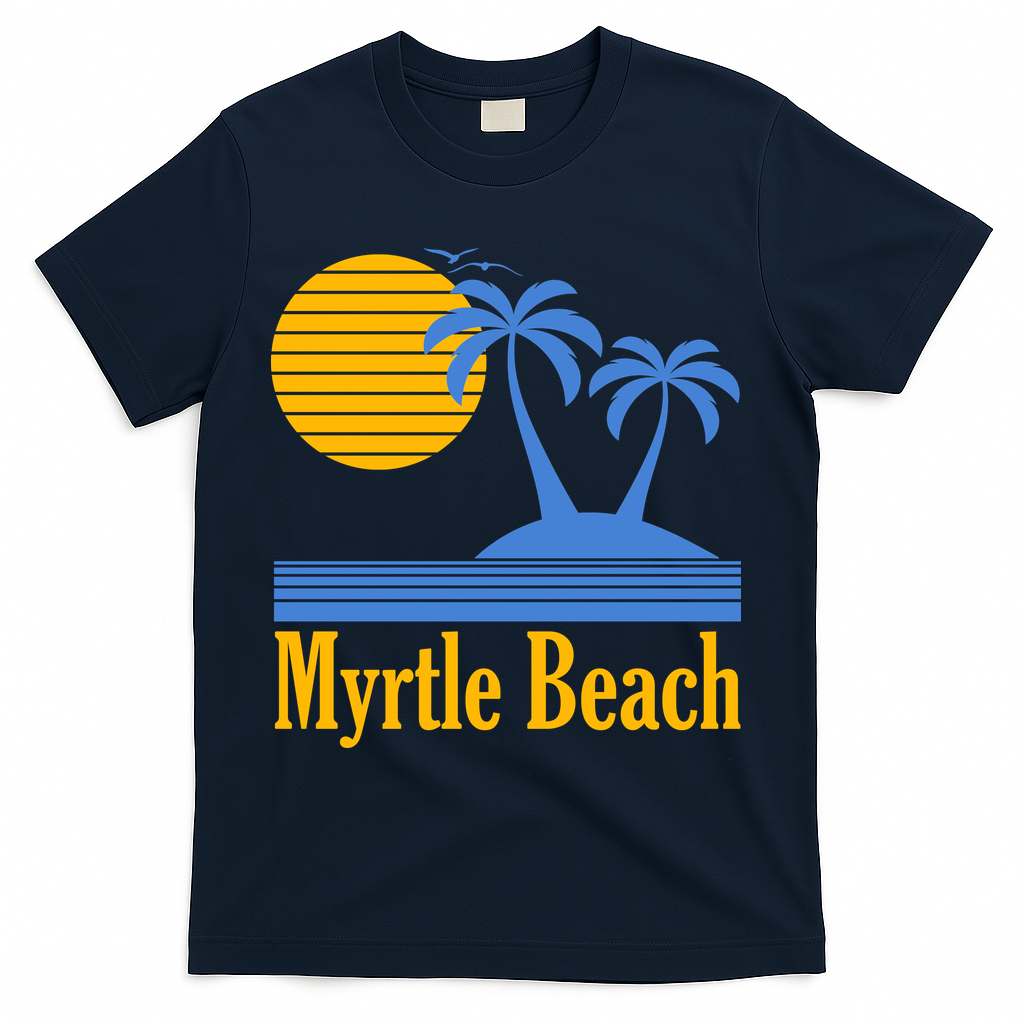 Myrtle Beach Summer Palm Tree T-Shirt - Navy