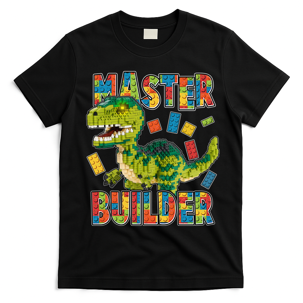 Master Builder T-Rex Dinosaur T-Shirt - Black