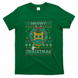 Meowy Christmas Cat - Ugly Xmas Sweater - Green